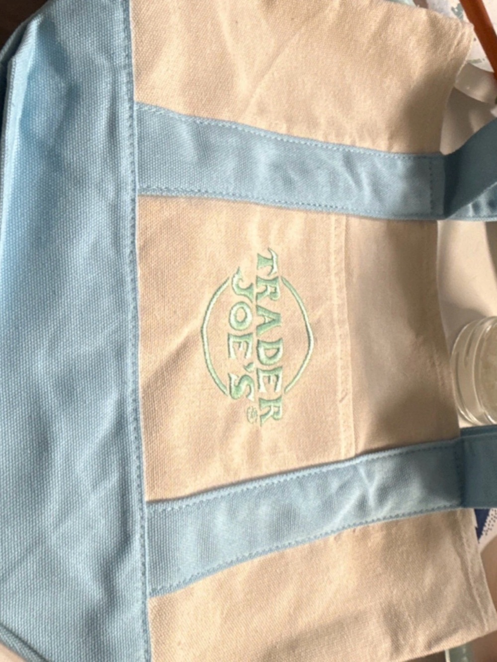 Trader Joe's Canvas Mini Tote Bag in Light Blue
